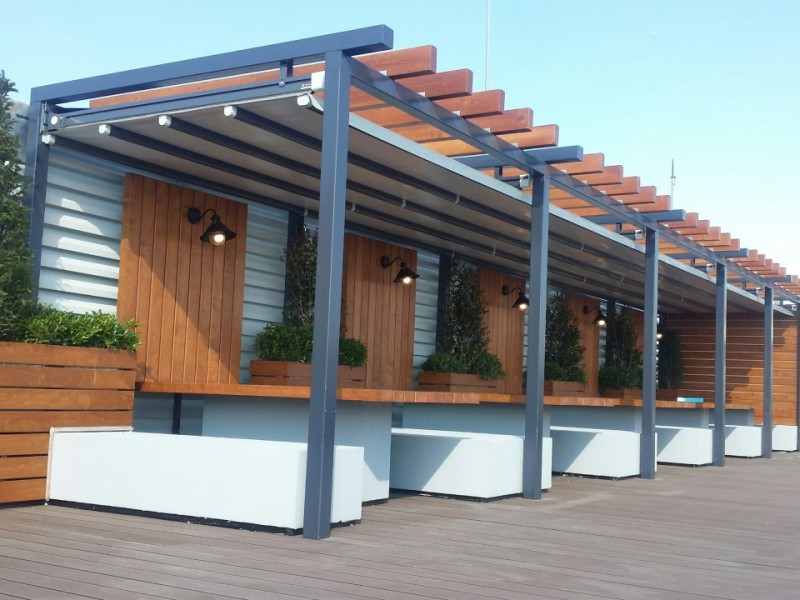 Morotised folding roof @ ΟΠΑΠ Building, roof-garden, Athens