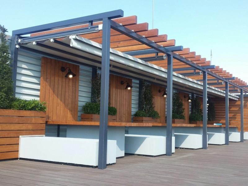 Morotised folding roof @ ΟΠΑΠ Building, roof-garden, Athens