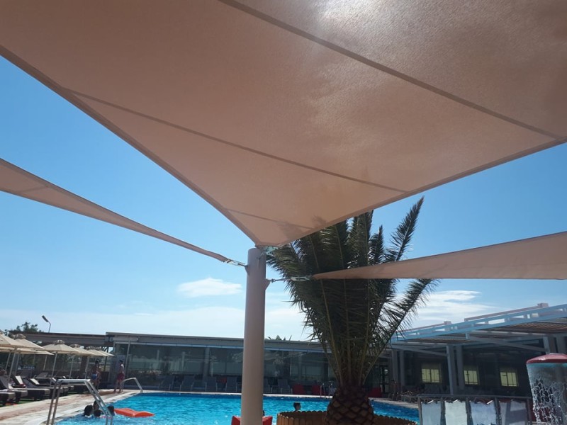 Fabric architecture @ Koralli Pool bar, Ierapetra,  Crete